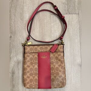 Coach Signature Cavas Pink Crossbody Bag